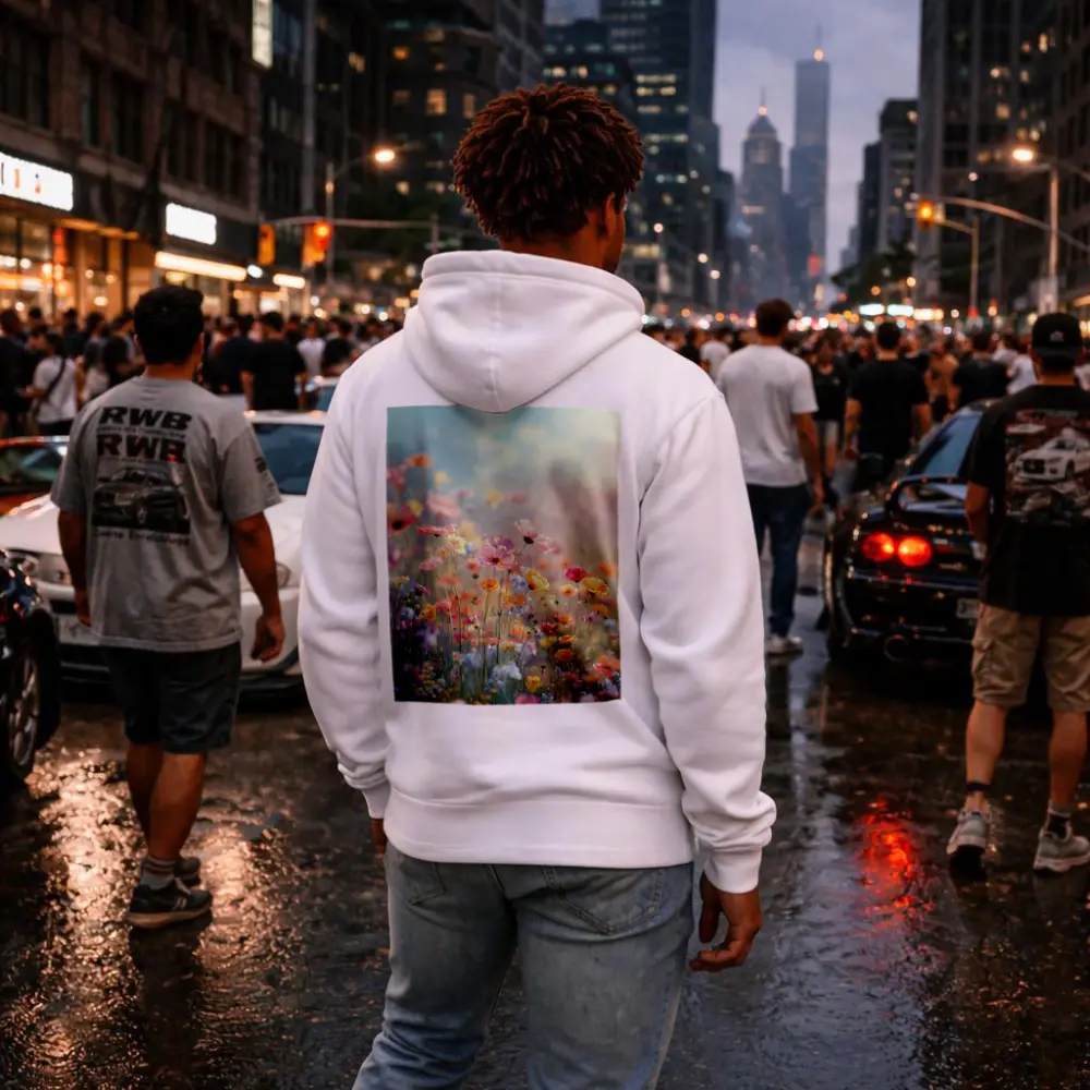 Pastel Wildflowers Field Soft Sky Background – Hoodies