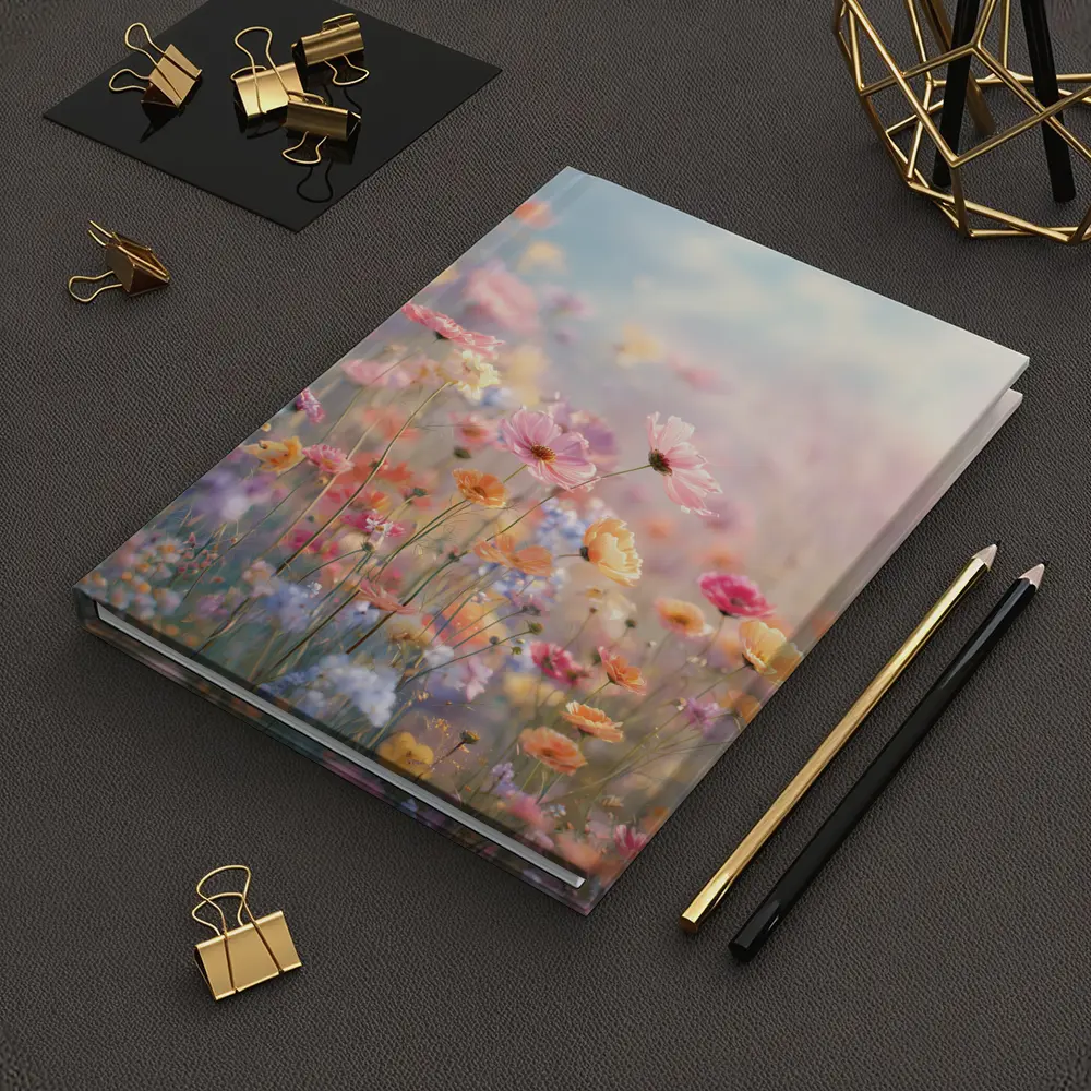 Pastel Wildflowers Field Soft Sky Background – Notebooks