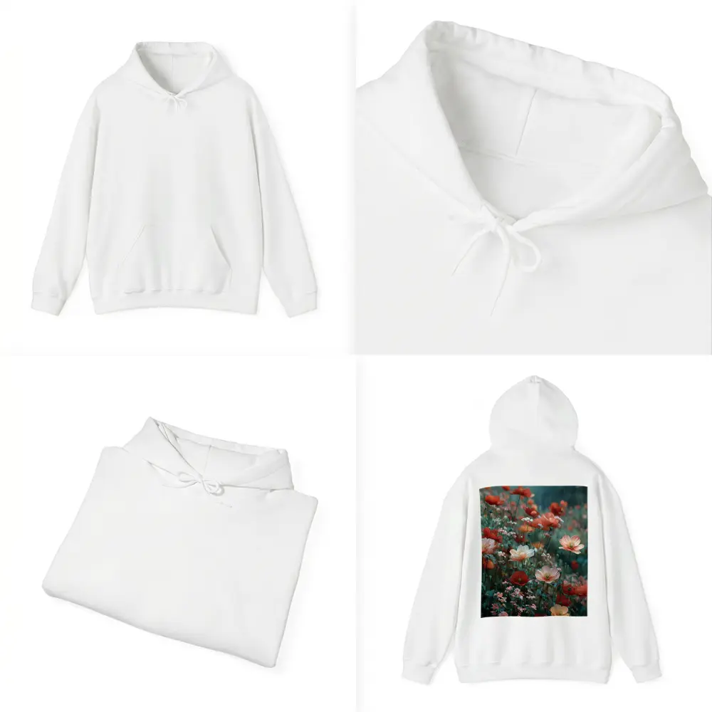 Red Poppy Field Misty Rainy Day – Hoodies