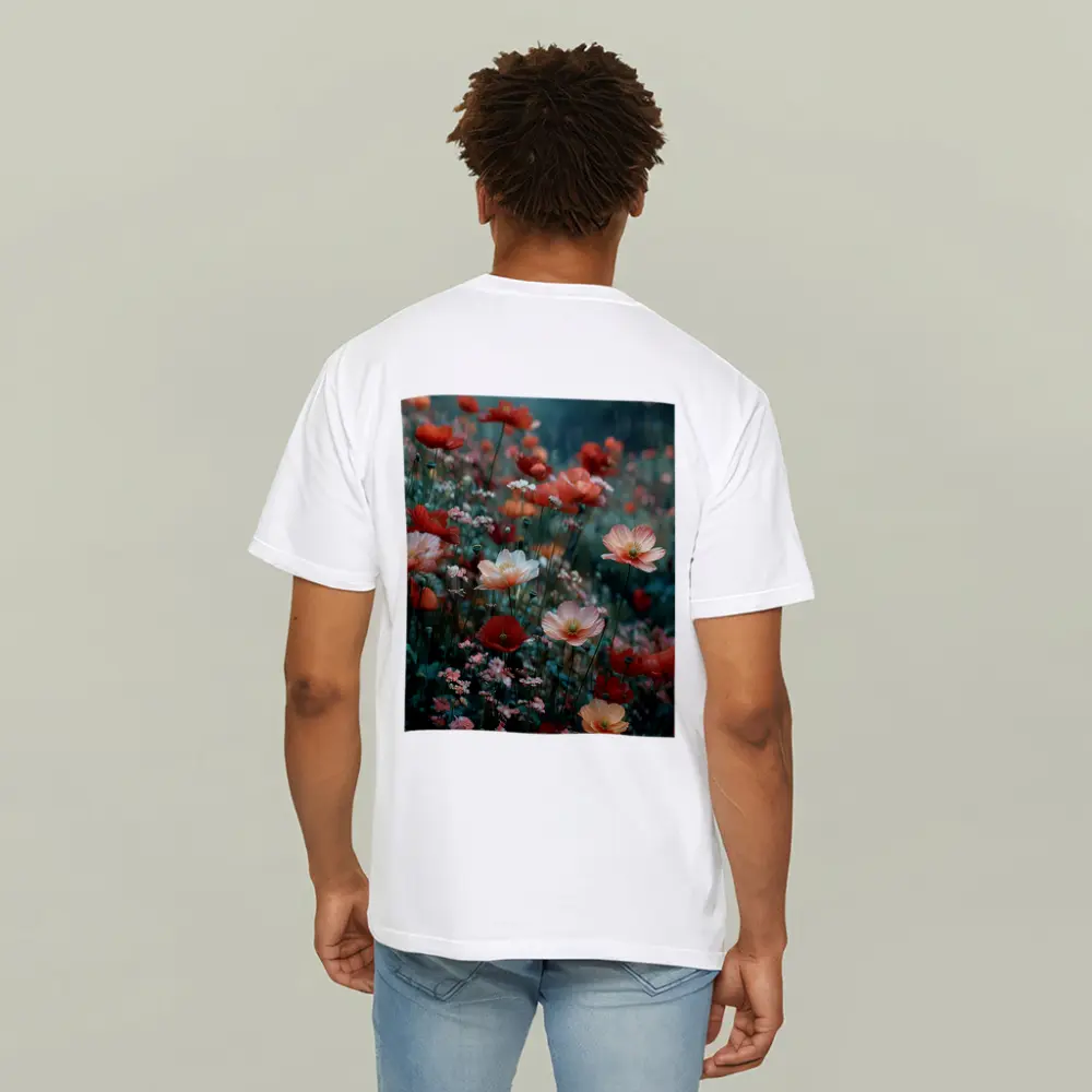 Red Poppy Field Misty Rainy Day – T-Shirts