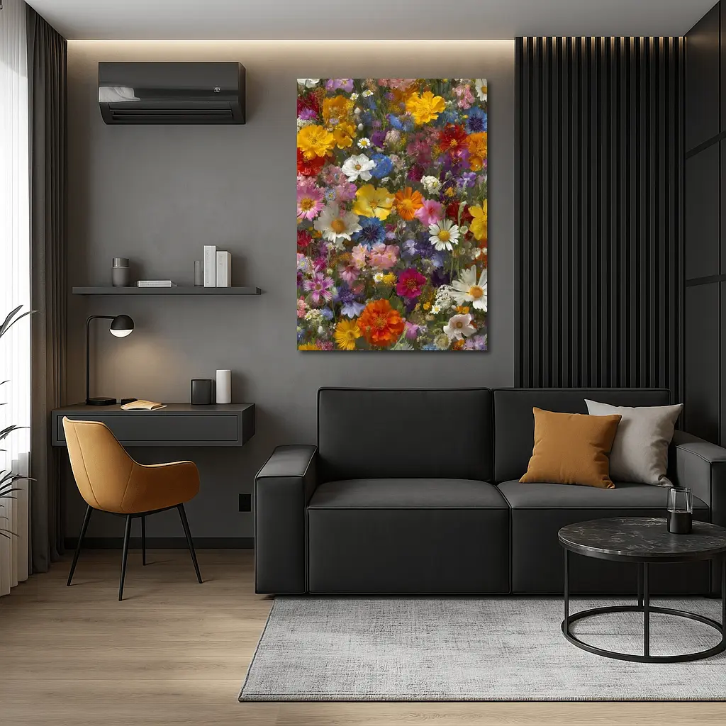 Colorful Wildflower Mix Dense Floral Arrangement – Wall Art