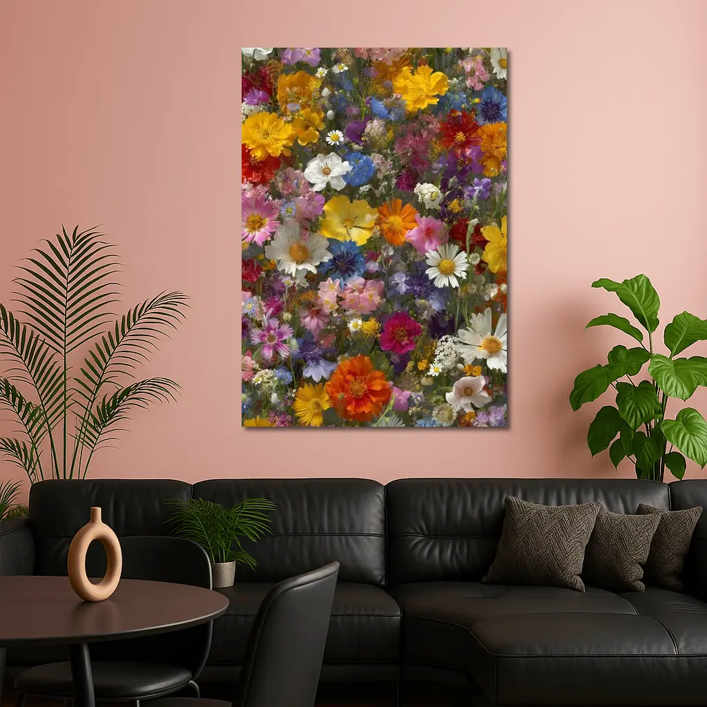 Colorful Wildflower Mix Dense Floral Arrangement – Wall Art
