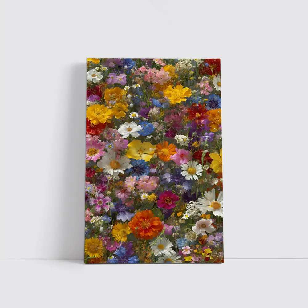 Colorful Wildflower Mix Dense Floral Arrangement – Wall Art