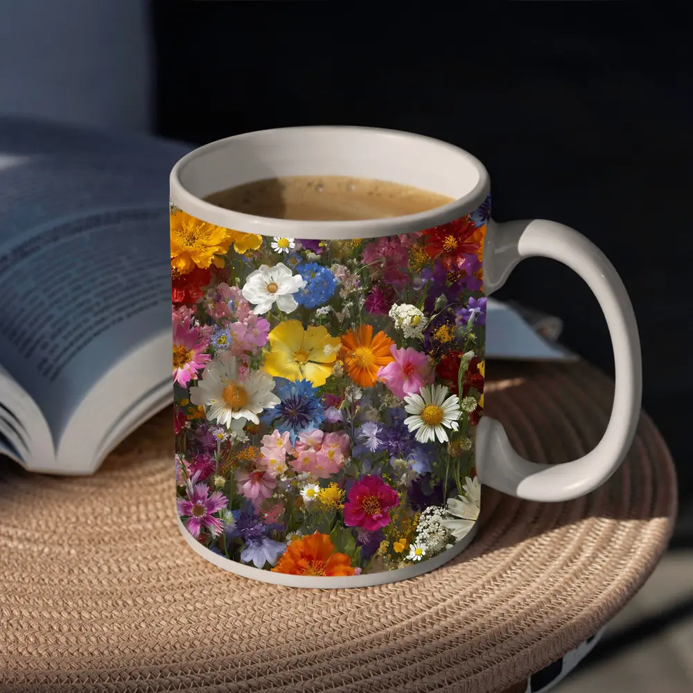 Colorful Wildflower Mix Dense Floral Arrangement – Mugs
