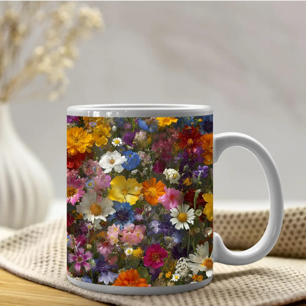 Colorful Wildflower Mix Dense Floral Arrangement – Mugs
