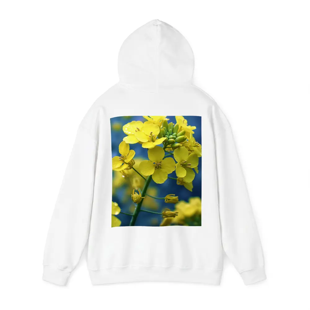 Yellow Rapeseed Flowers Against Blue Background – Hoodies