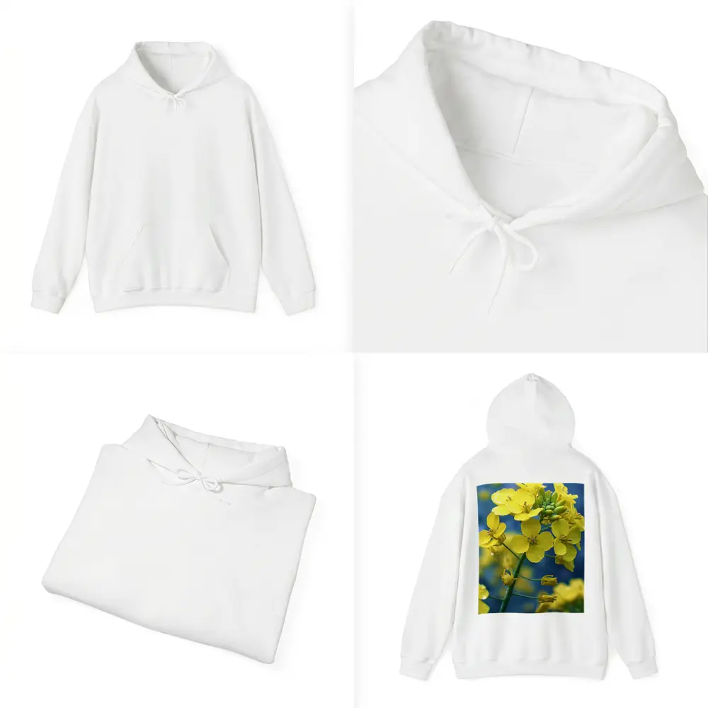 Yellow Rapeseed Flowers Against Blue Background – Hoodies