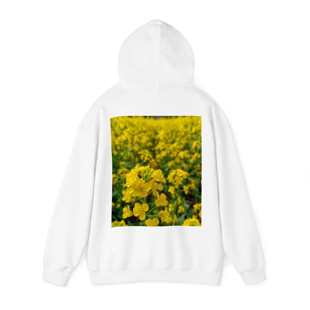 Yellow Rapeseed Flowers Field Mountain Background – Hoodies