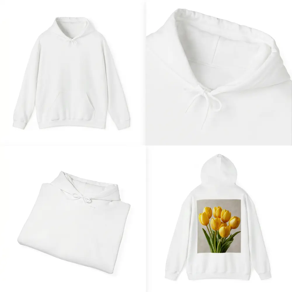 Yellow Tulips Bouquet On Beige Background – Hoodies