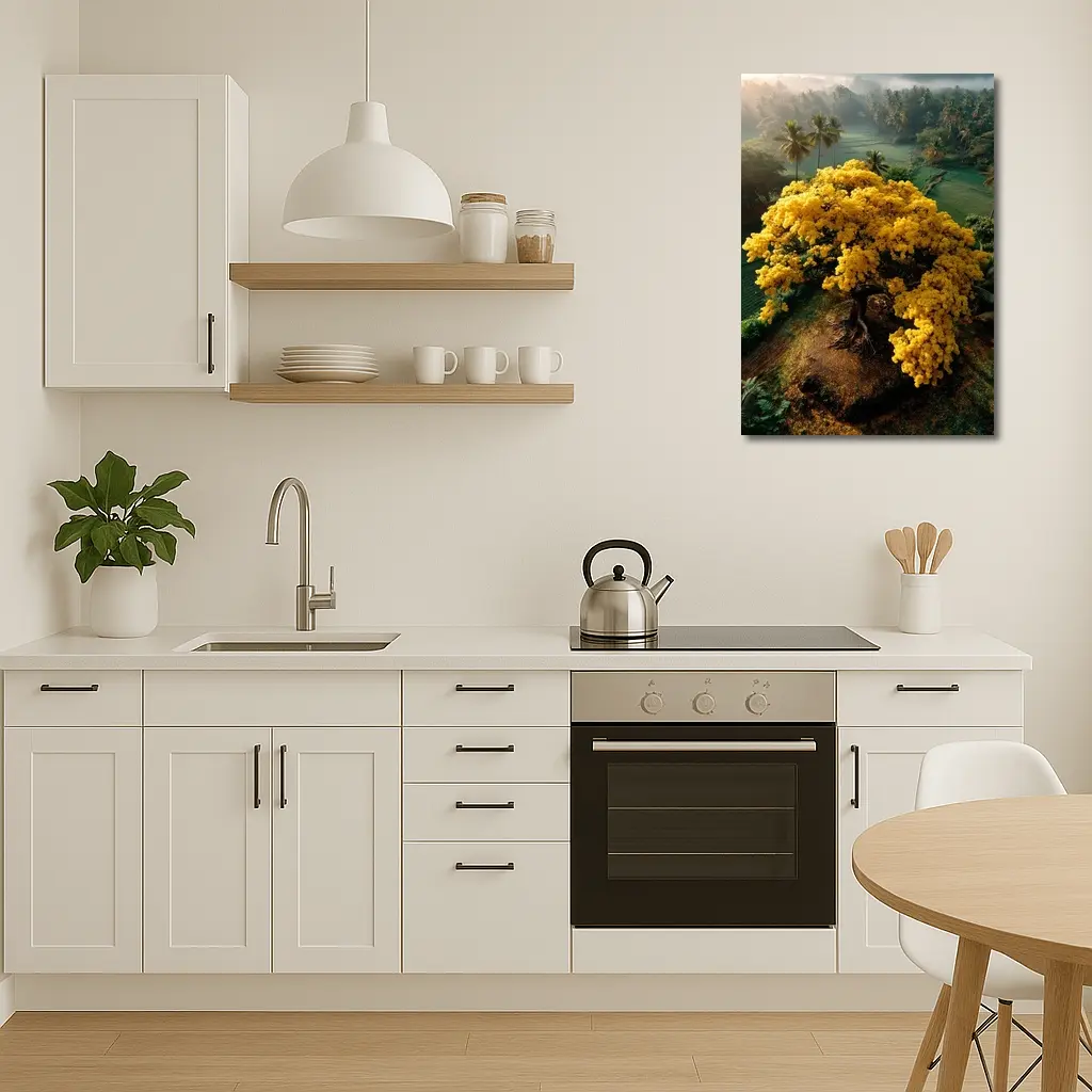 Yellow Tree Aerial View Tropical Landscape – Wall Art