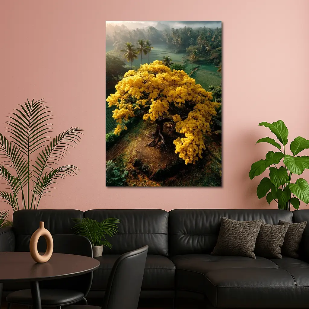 Yellow Tree Aerial View Tropical Landscape – Wall Art