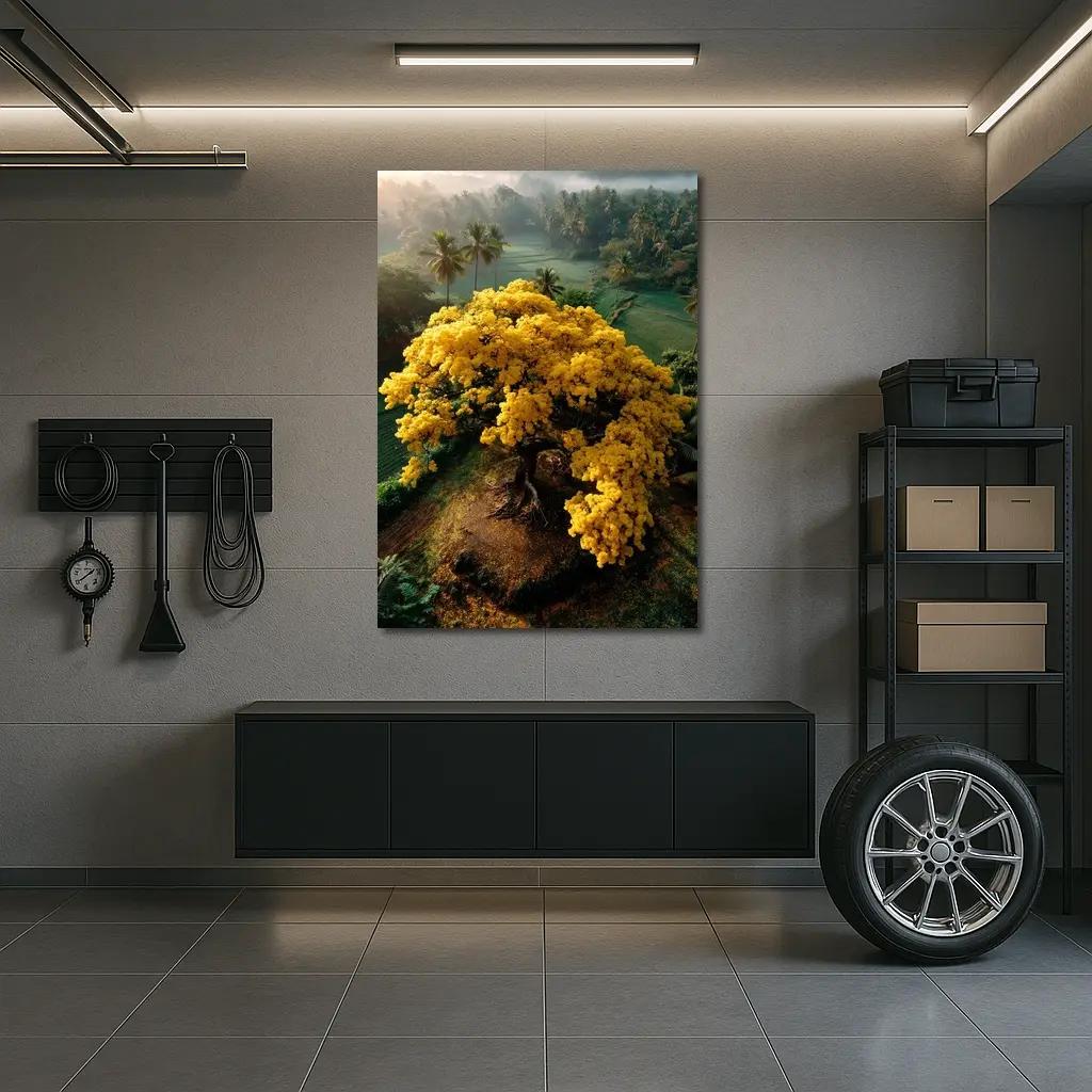 Yellow Tree Aerial View Tropical Landscape – Wall Art
