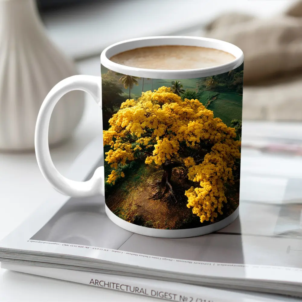 Yellow Tree Aerial View Tropical Landscape – Mugs