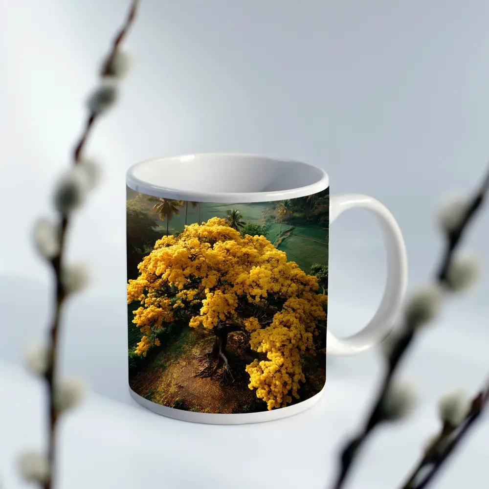 Yellow Tree Aerial View Tropical Landscape – Mugs