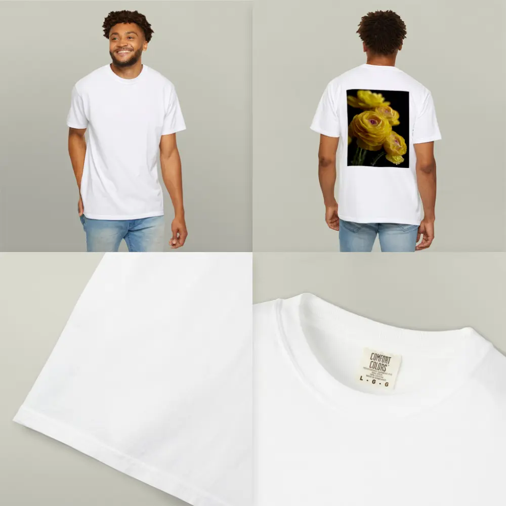 Yellow Ranunculus Flowers With Water Droplets – T-Shirts