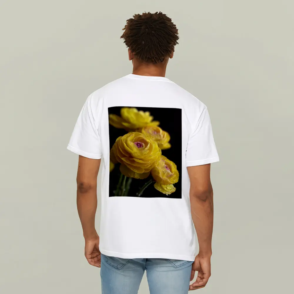 Yellow Ranunculus Flowers With Water Droplets – T-Shirts
