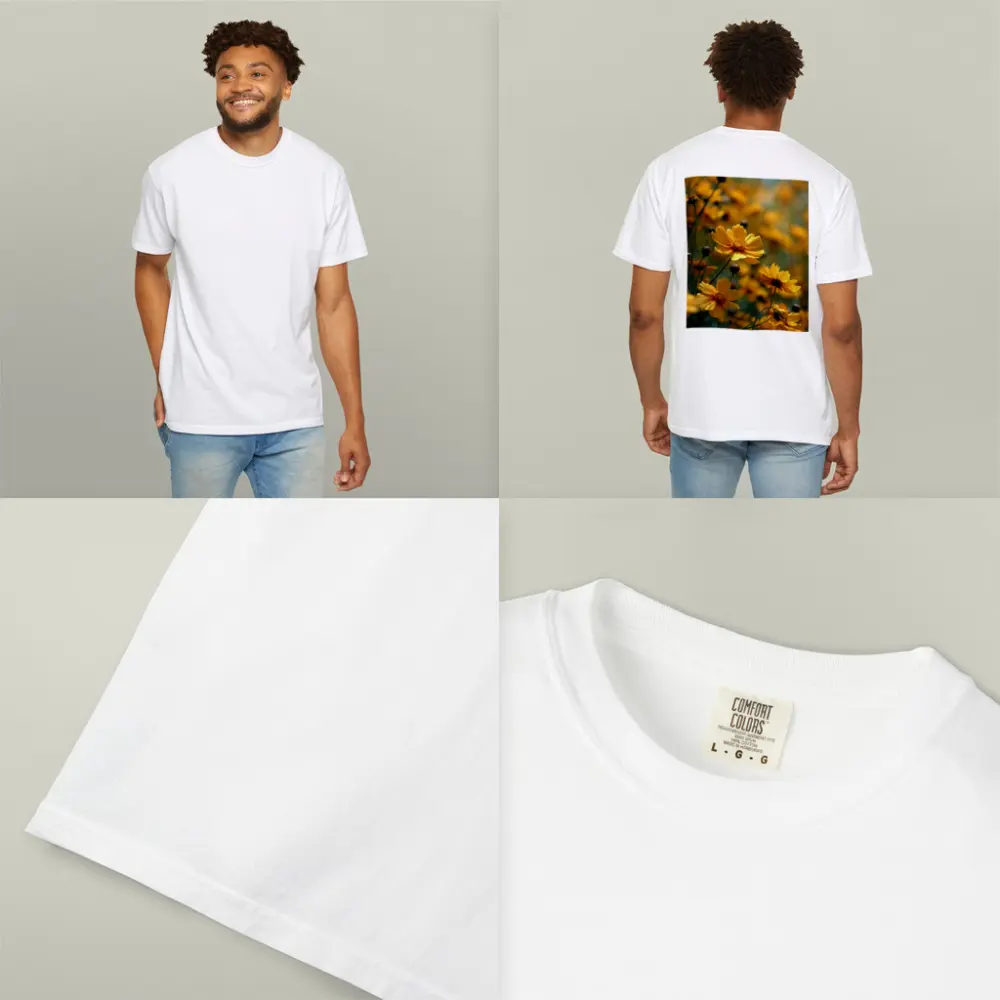 Yellow Coreopsis Flowers Green Blurred Garden Background – T-Shirts
