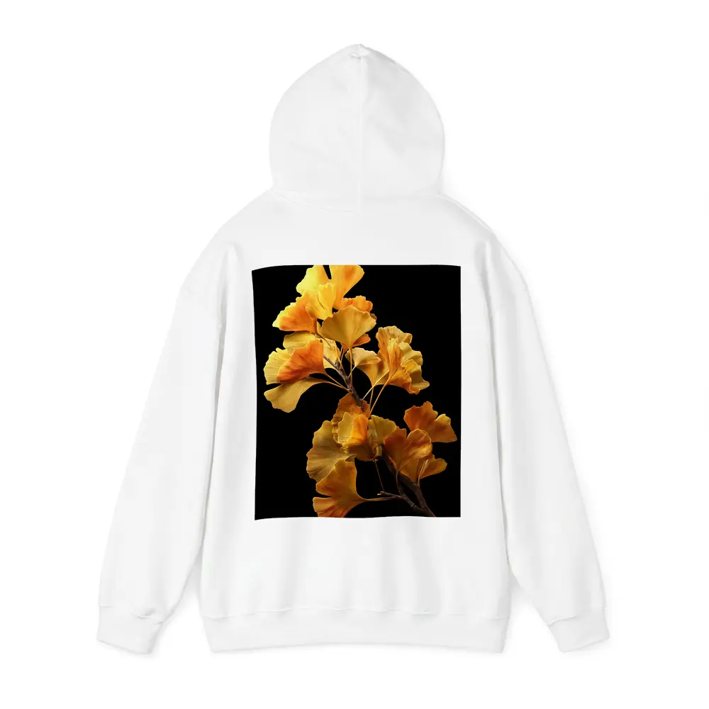 Golden Ginkgo Branch on Black Background – Hoodies