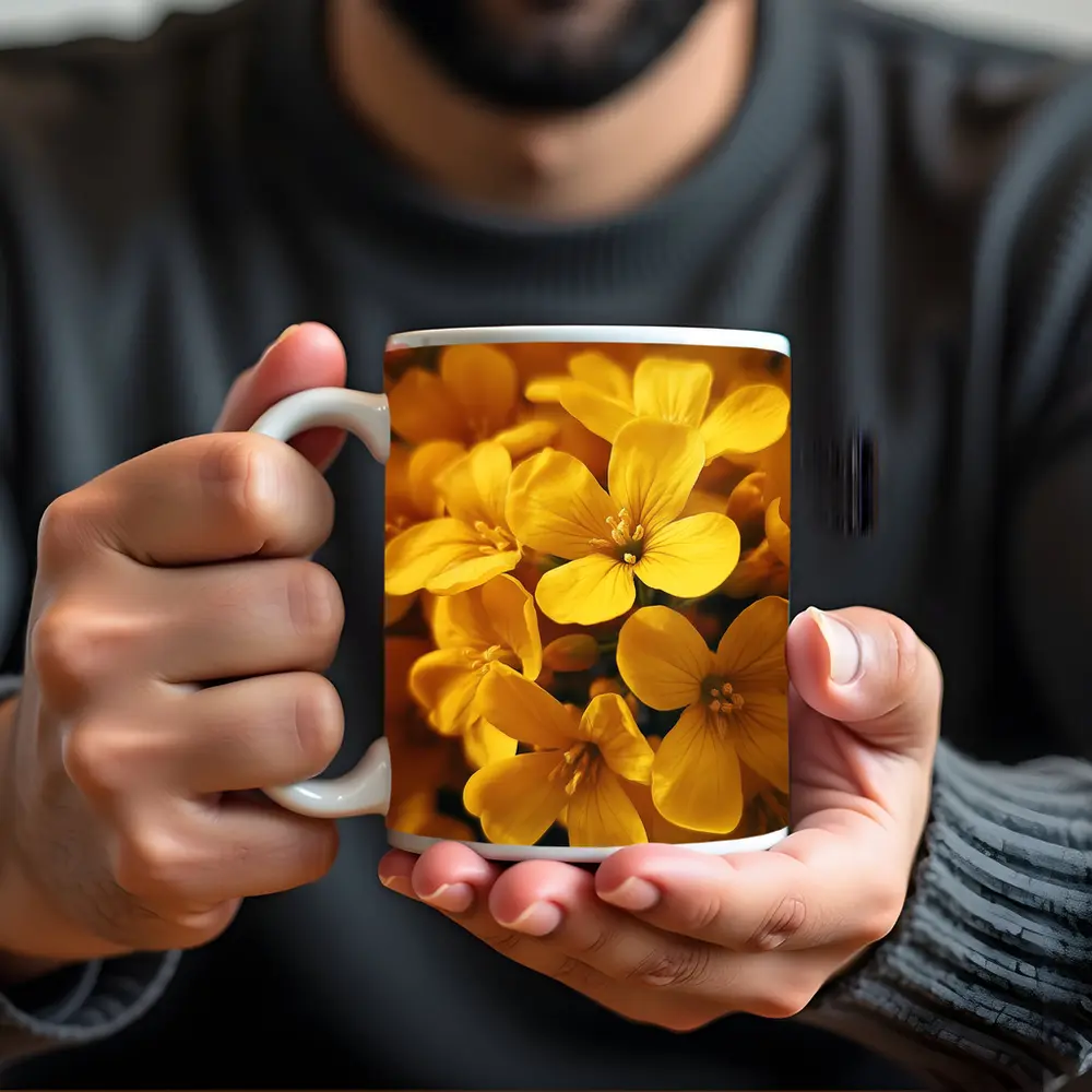 Yellow Oxalis Flowers Close Up Macro – Mugs