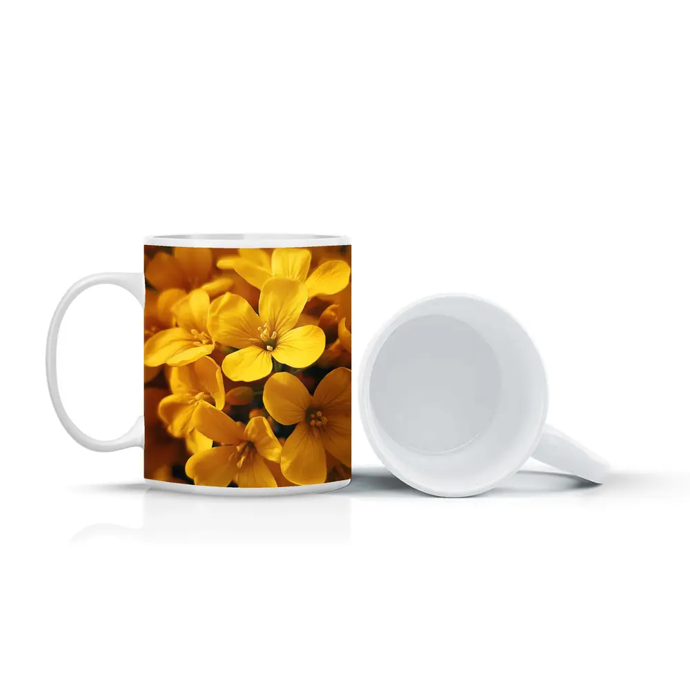 Yellow Oxalis Flowers Close Up Macro – Mugs