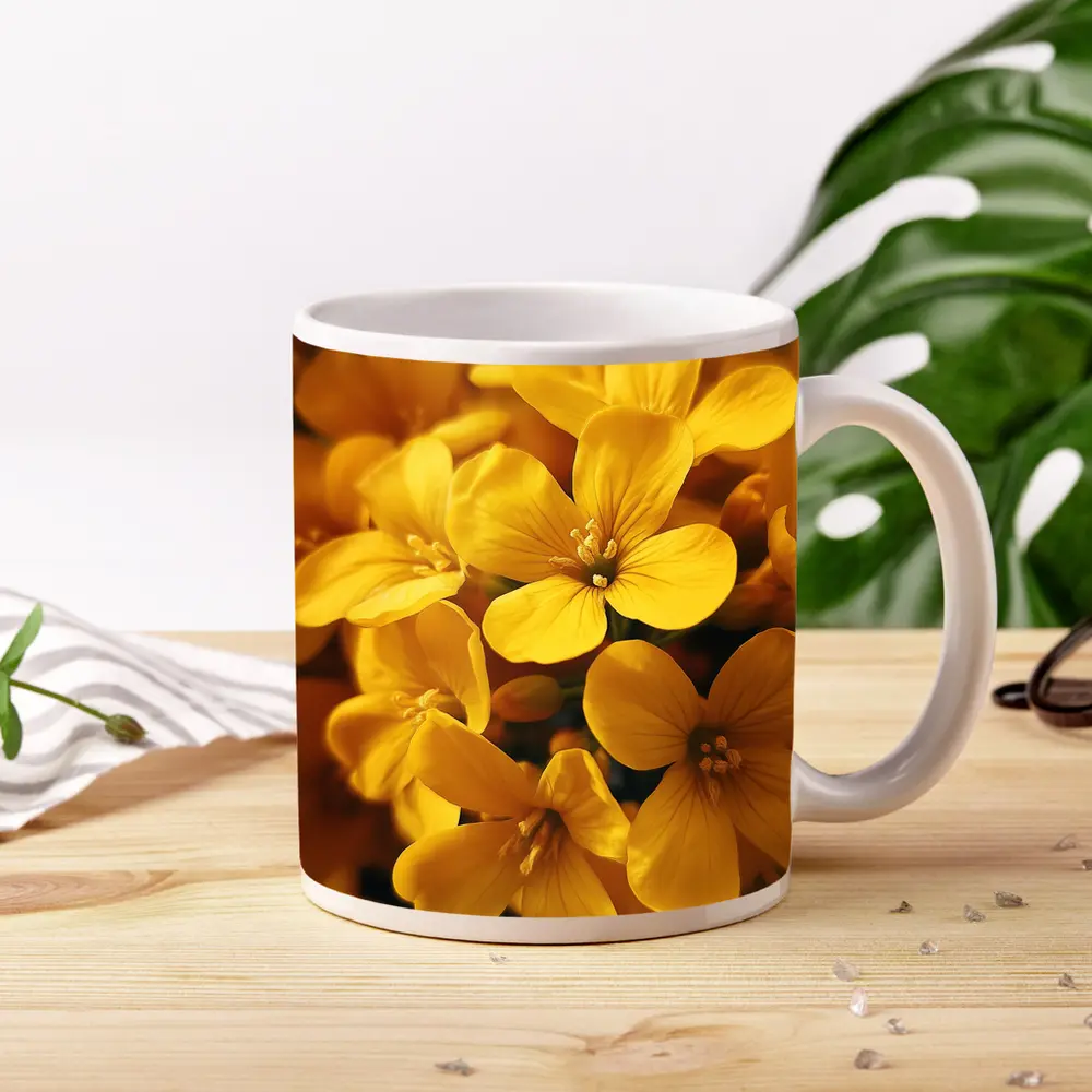 Yellow Oxalis Flowers Close Up Macro – Mugs