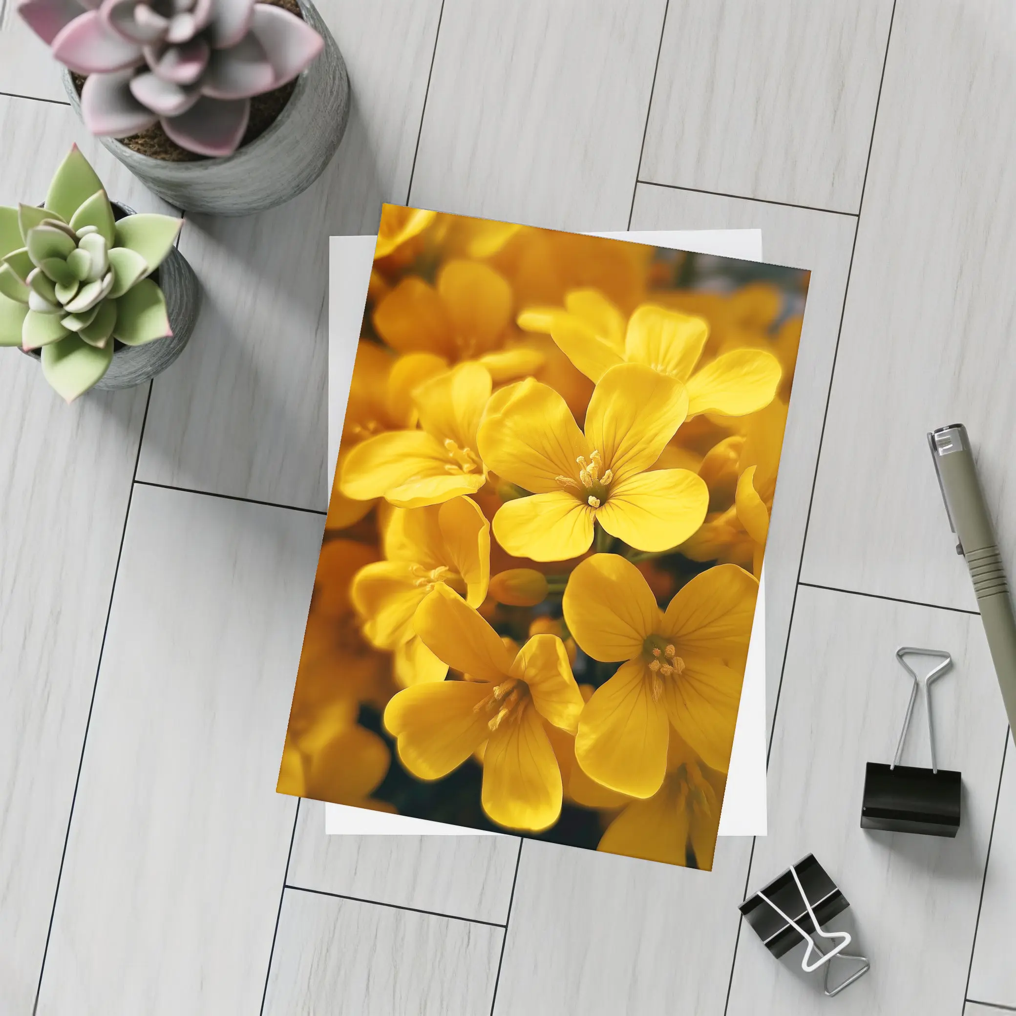Yellow Oxalis Flowers Close Up Macro – Postcards