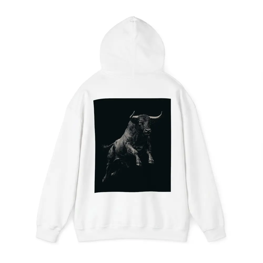 Charging Bull Black Background Scratchboard Art – Hoodies
