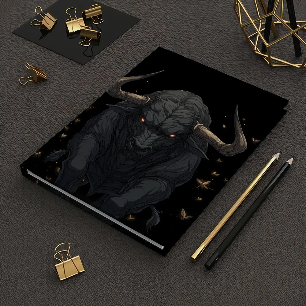Dark Bull Anime Art Black Background – Notebooks