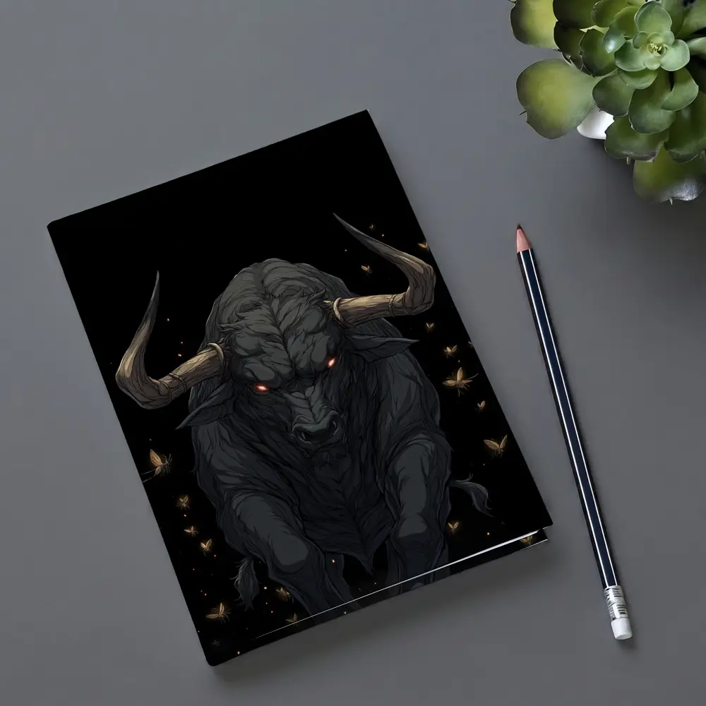 Dark Bull Anime Art Black Background – Notebooks