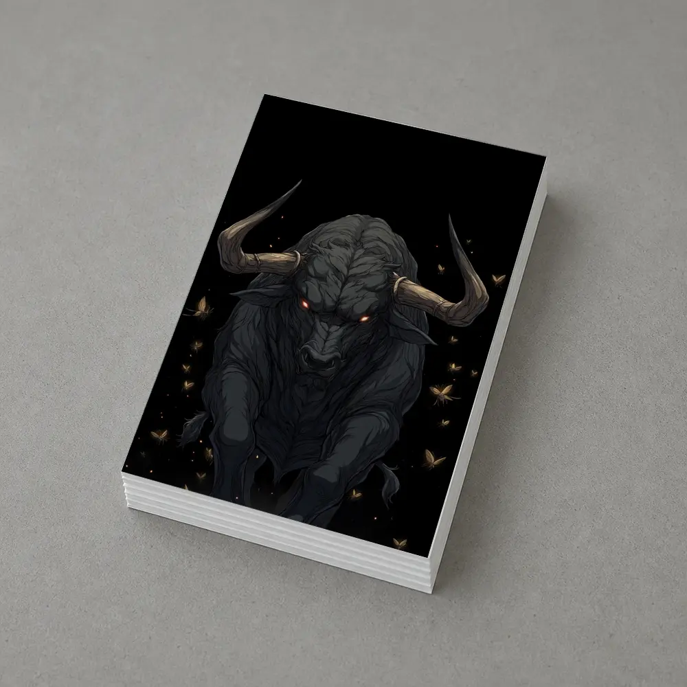 Dark Bull Anime Art Black Background – Postcards