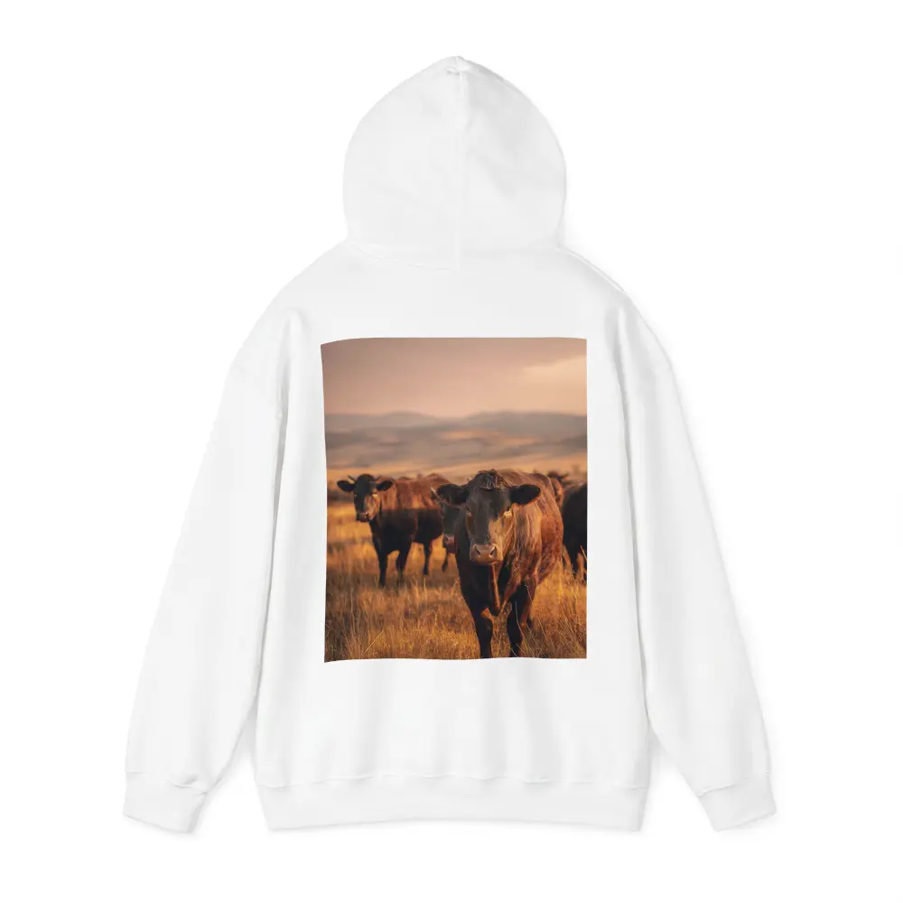 Angus Cattle Grazing Golden Dry Grassland – Hoodies