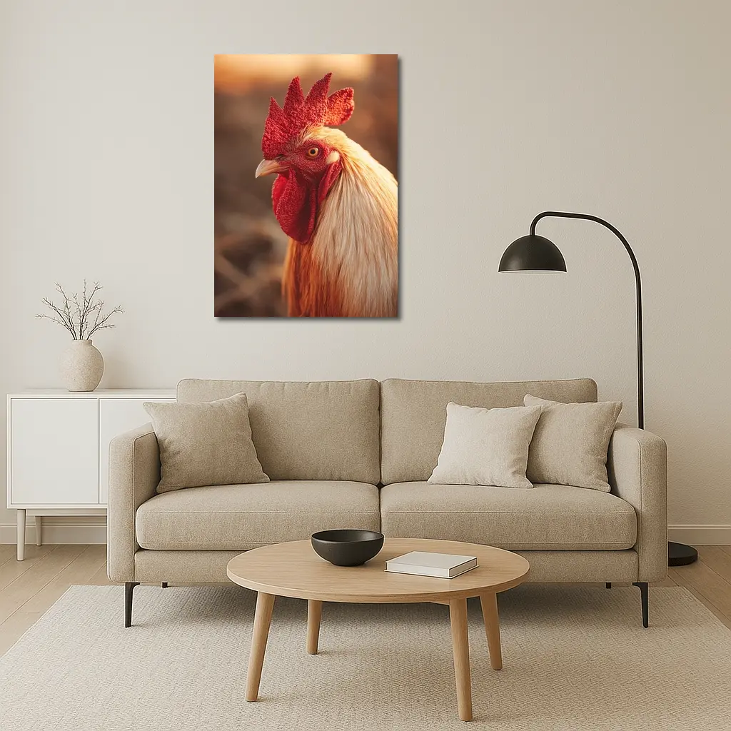 Golden Rooster Portrait Warm Bokeh Background – Wall Art