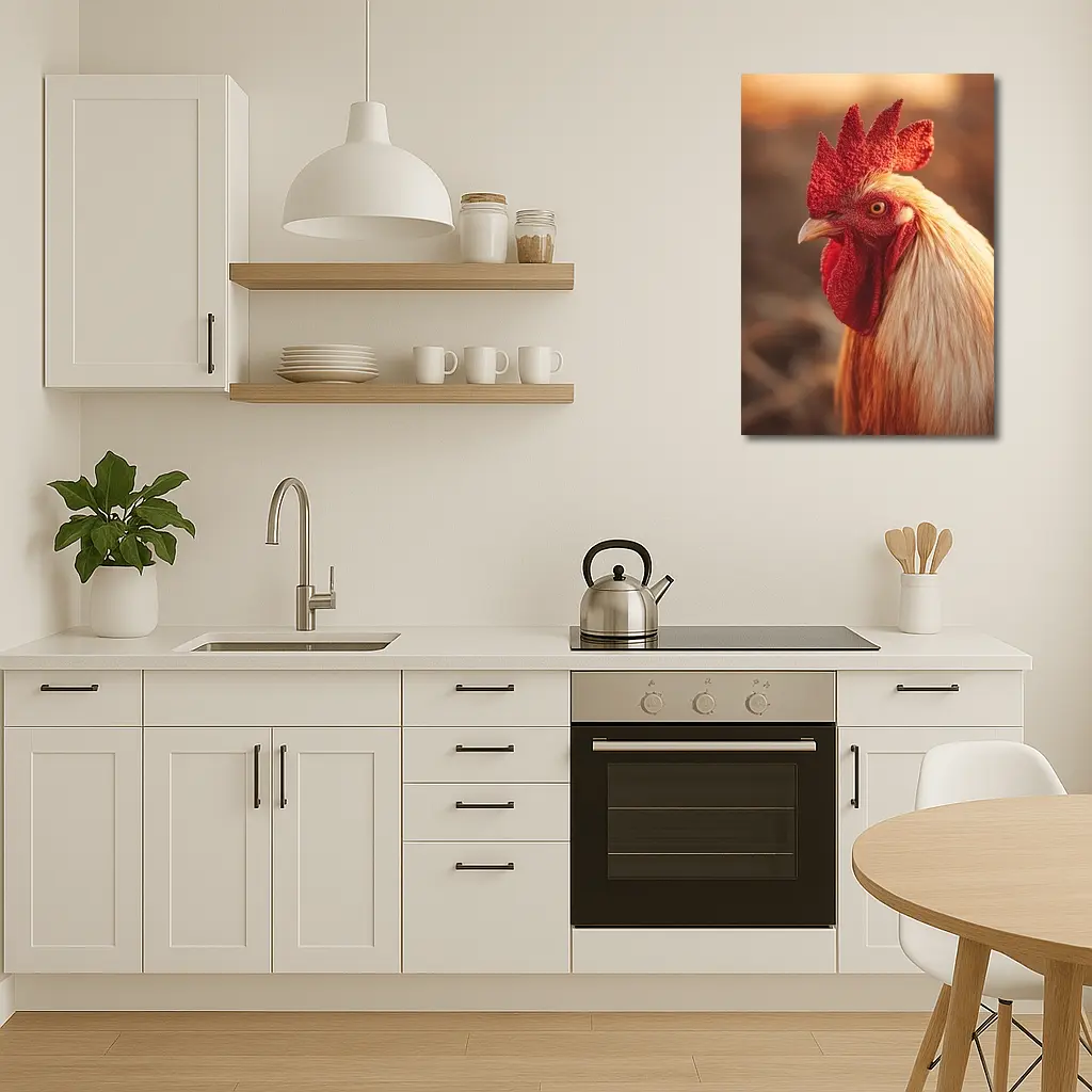 Golden Rooster Portrait Warm Bokeh Background – Wall Art