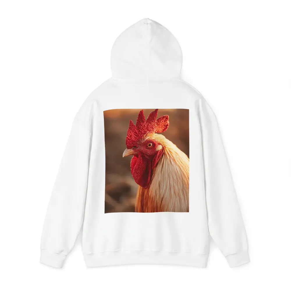 Golden Rooster Portrait Warm Bokeh Background – Hoodies