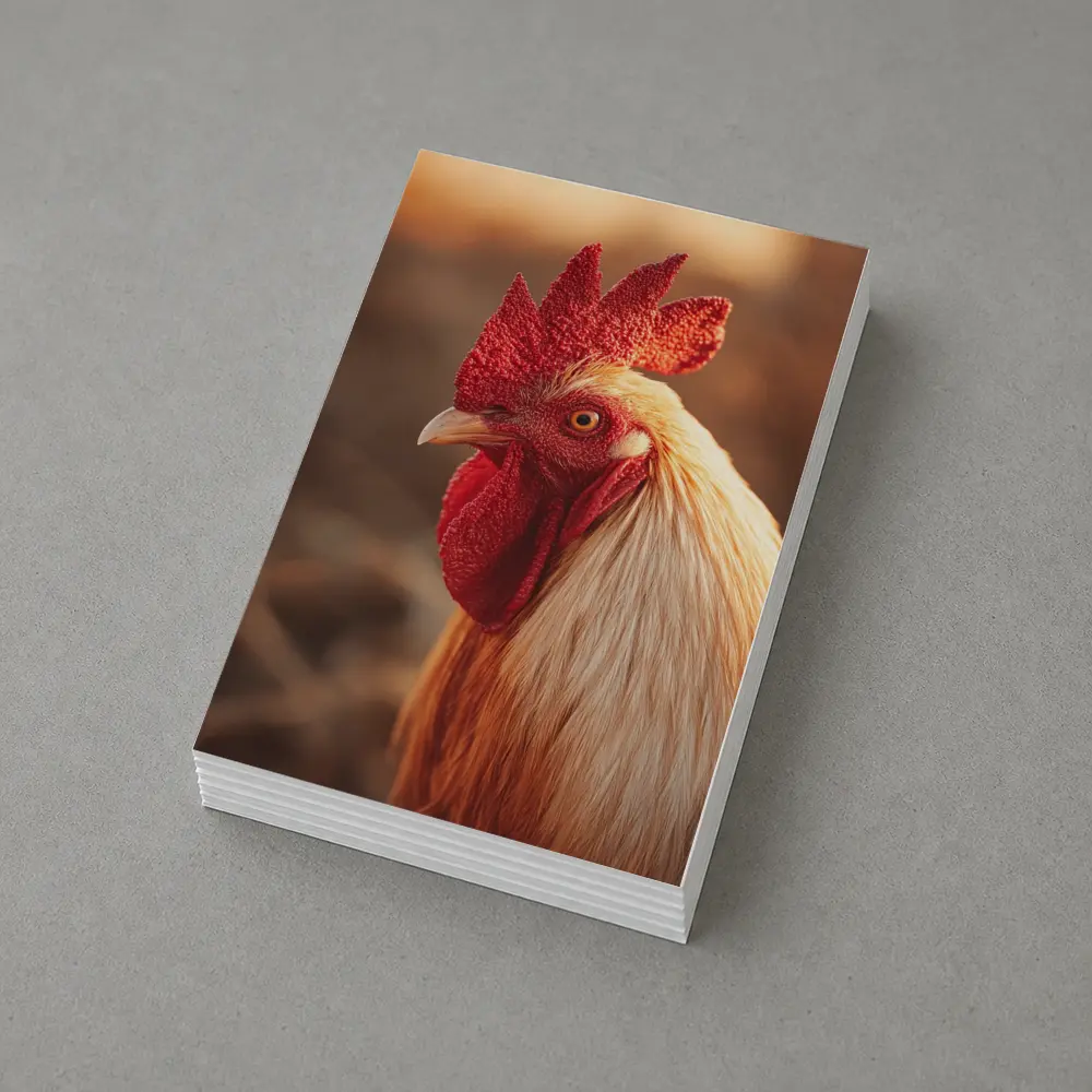 Golden Rooster Portrait Warm Bokeh Background – Postcards