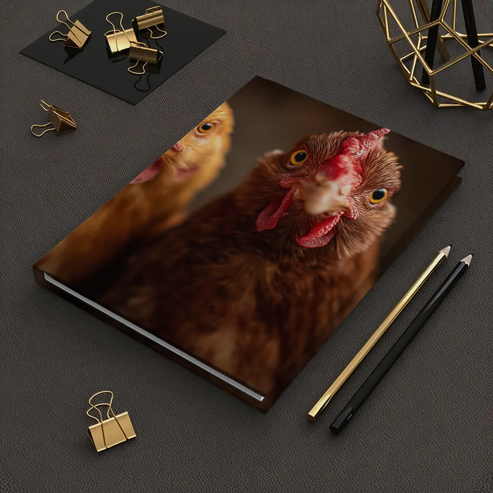 Three Chickens Close Up Farm Portrait – Notebooks