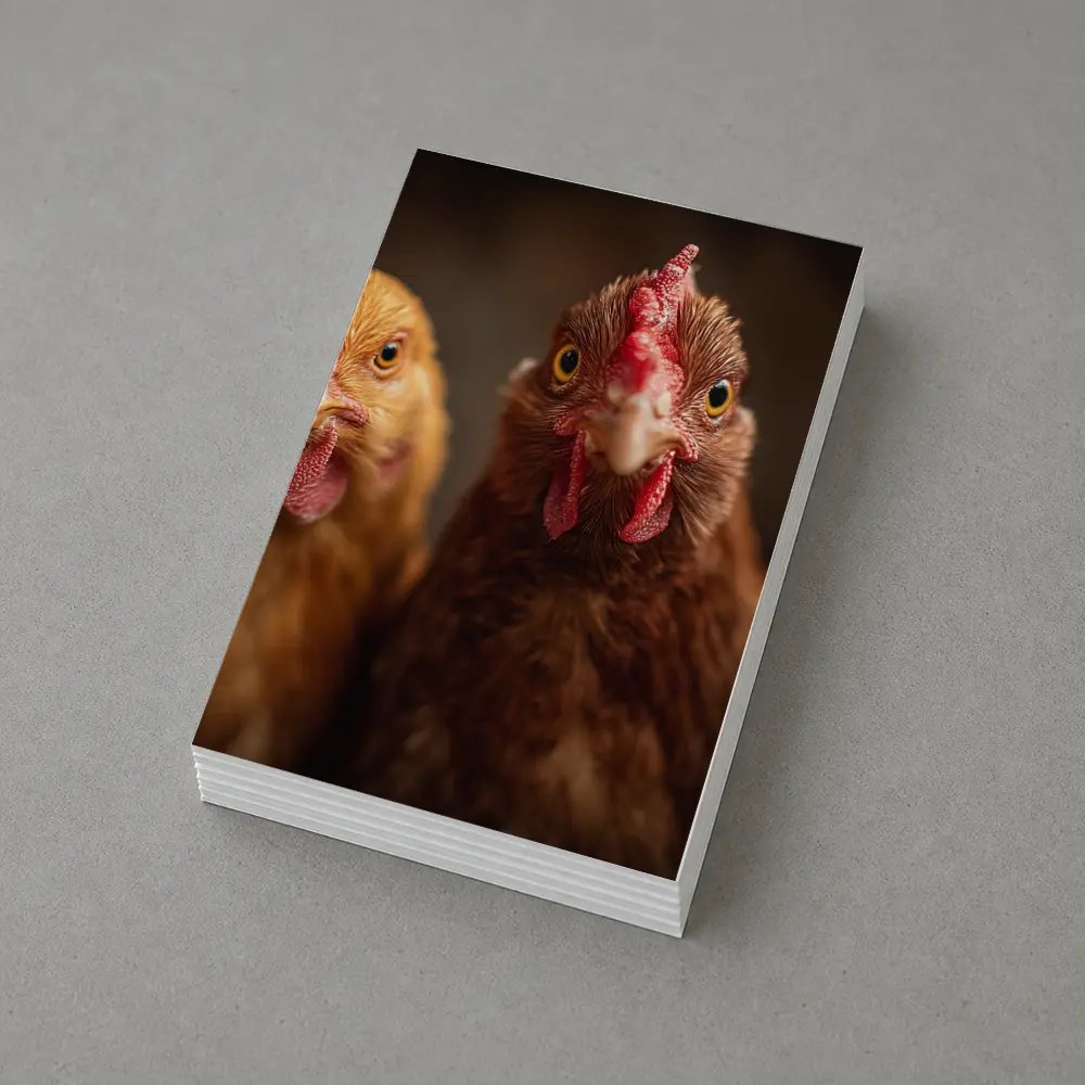 Three Chickens Close Up Farm Portrait – Postcards