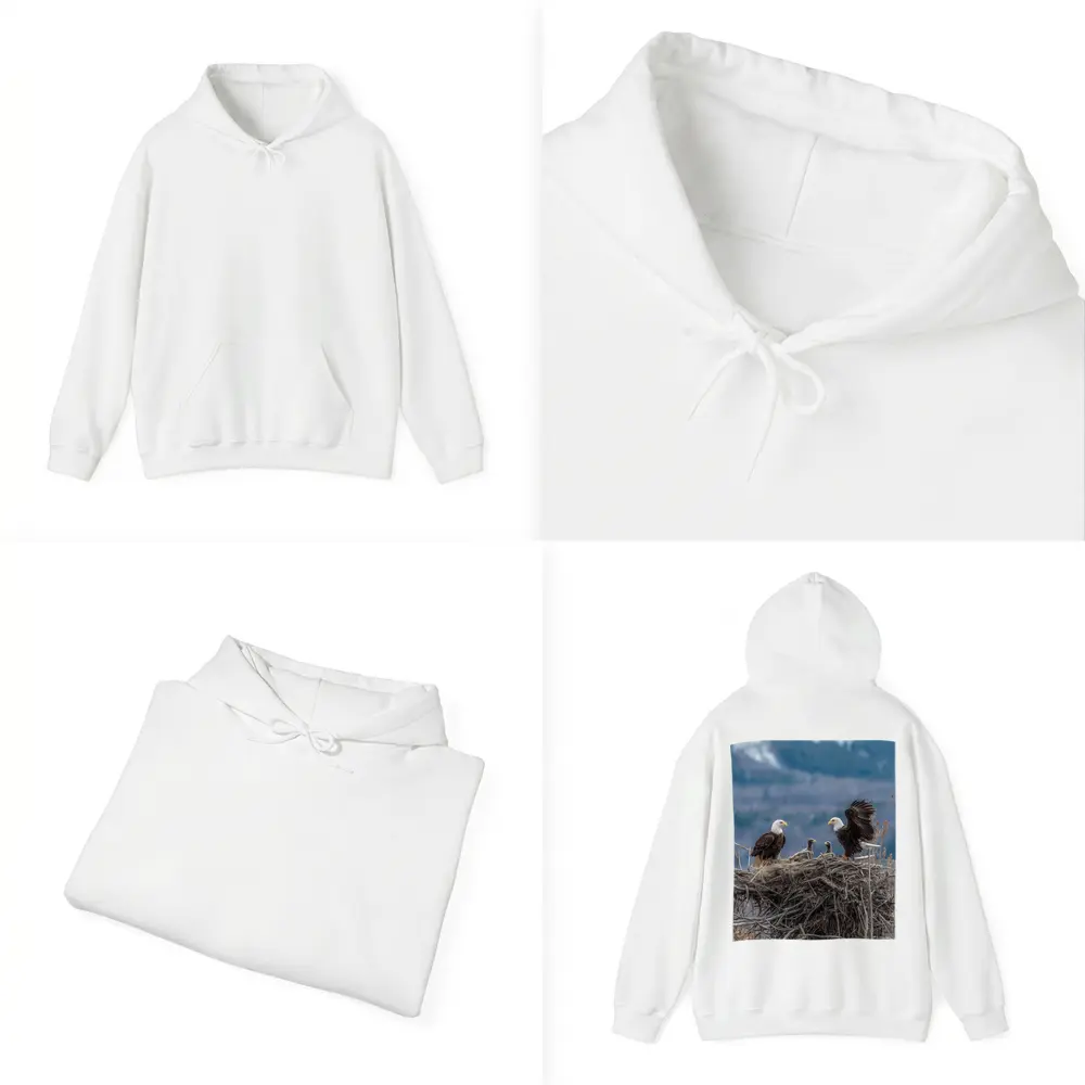 Bald Eagles Nesting With Mountain Background – Hoodies