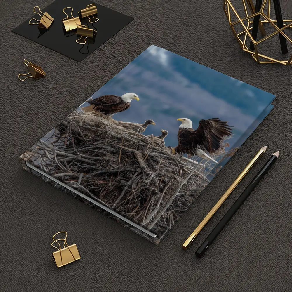 Bald Eagles Nesting With Mountain Background – Notebooks