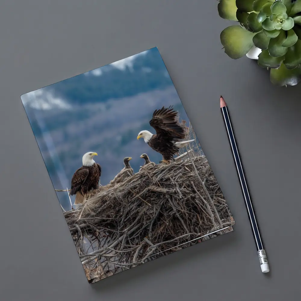 Bald Eagles Nesting With Mountain Background – Notebooks
