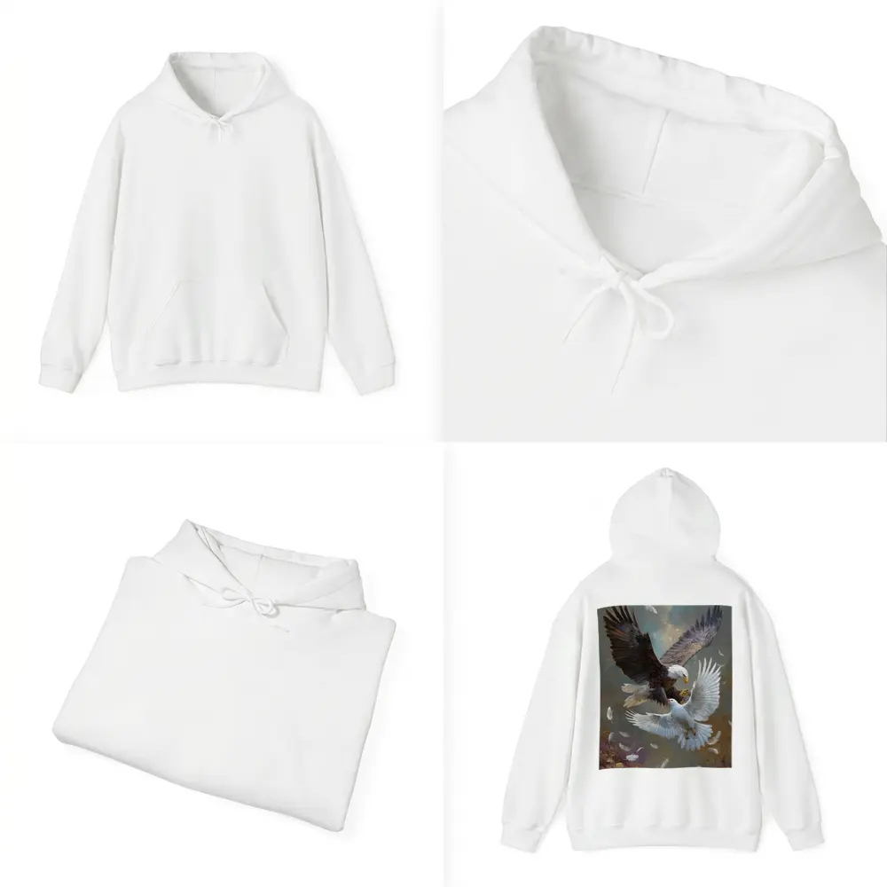 Bald Eagle and White Dove Flying Together – Hoodies