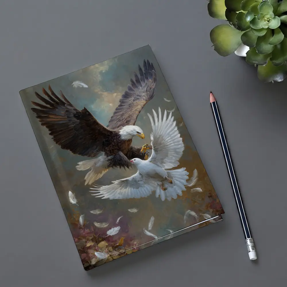 Bald Eagle and White Dove Flying Together – Notebooks