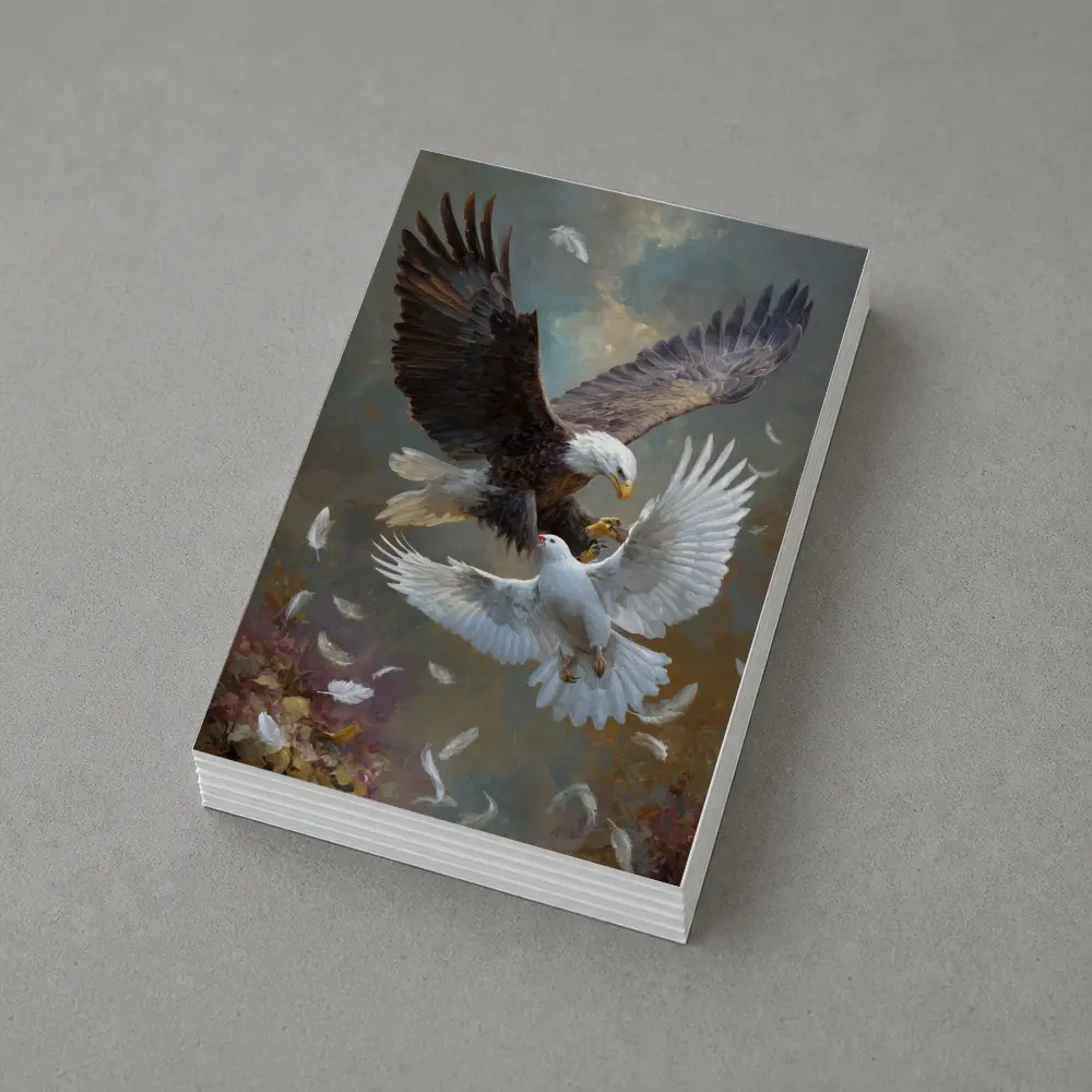 Bald Eagle and White Dove Flying Together – Postcards