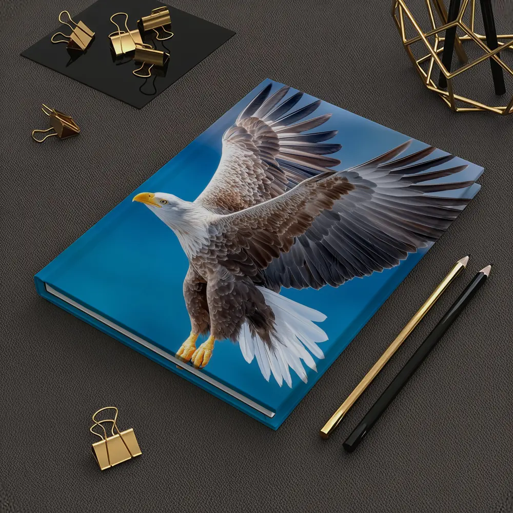 Bald Eagle Flying Over Blue Sky – Notebooks