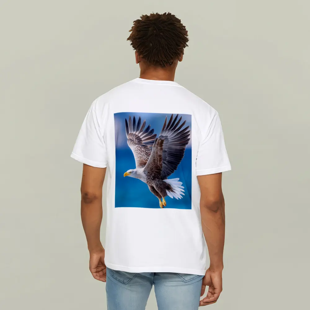 Bald Eagle Flying Over Blue Sky – T-Shirts