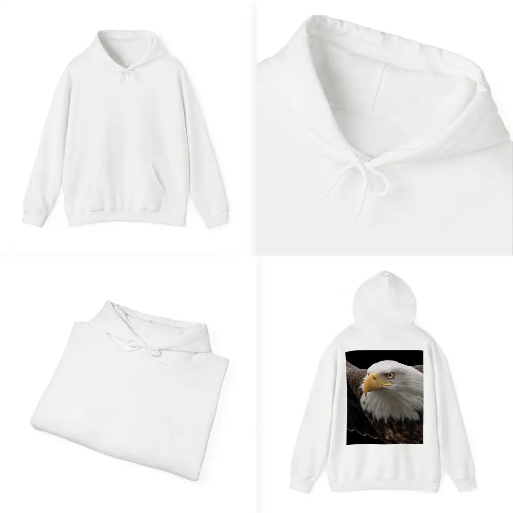 Bald Eagle Flying Against Dark Background – Hoodies