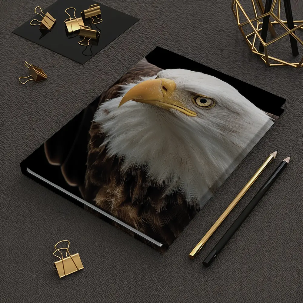 Bald Eagle Flying Against Dark Background – Notebooks