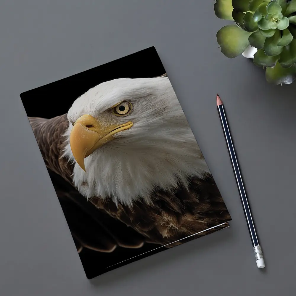 Bald Eagle Flying Against Dark Background – Notebooks