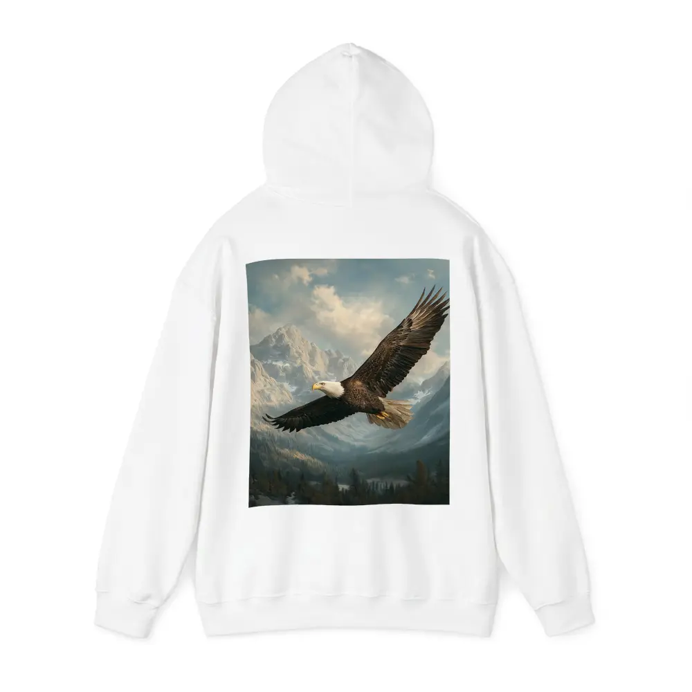 Bald Eagle Flying Over Mountain Landscape – Hoodies