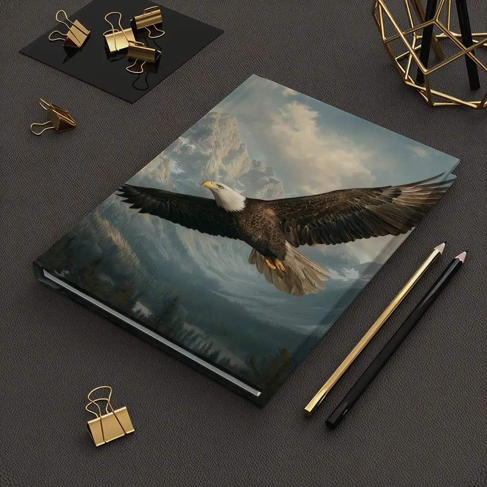 Bald Eagle Flying Over Mountain Landscape – Notebooks